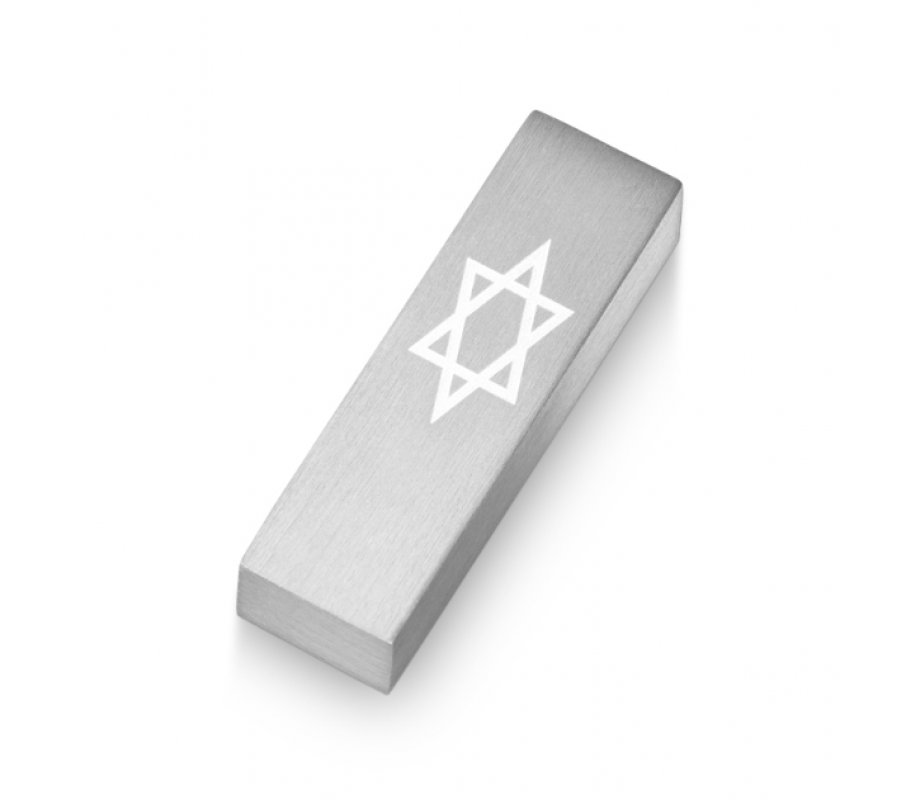 Adi Sidler Anodized Aluminum Car Mezuzah, Star of David - Silver
