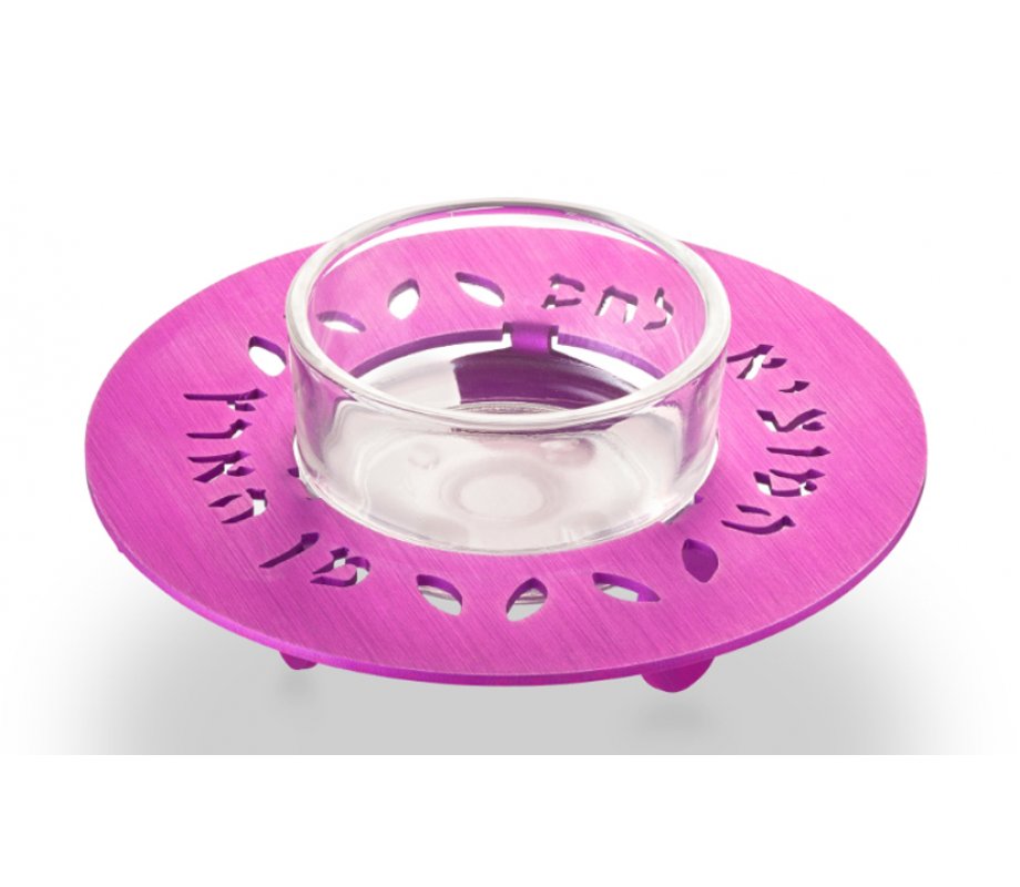 Adi Sidler Anodized Aluminum Round Salt Holder for Shabbat - Pink