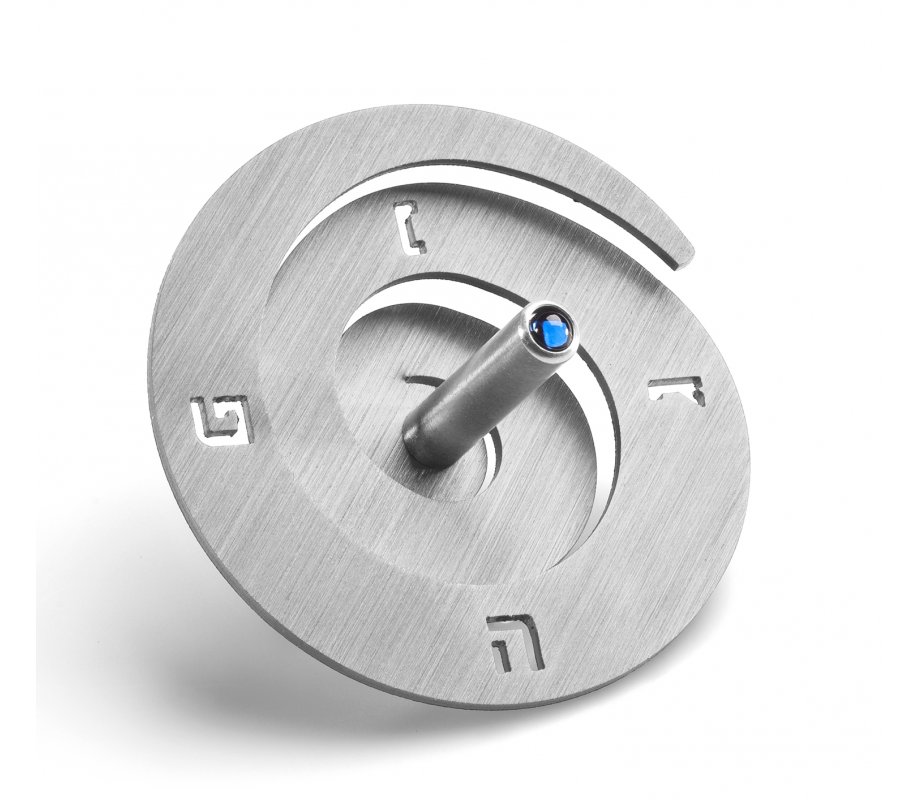 Adi Sidler Anodized Aluminum Spiral Dreidel - Silver