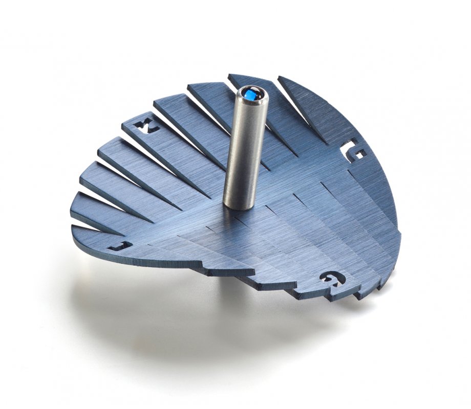 Adi Sidler Anodized Aluminum Waves Chanukah Dreidel - Blue