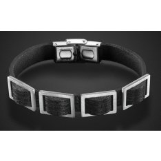 Adi Sidler Black Leather and Stainless Steel Bracelet - Classic