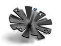 Adi Sidler Brushed Aluminum Chanukah Dreidel, Flying Petals Design - Black