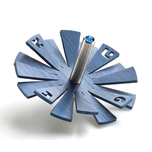 Adi Sidler Brushed Aluminum Chanukah Dreidel, Flying Petals Design - Blue