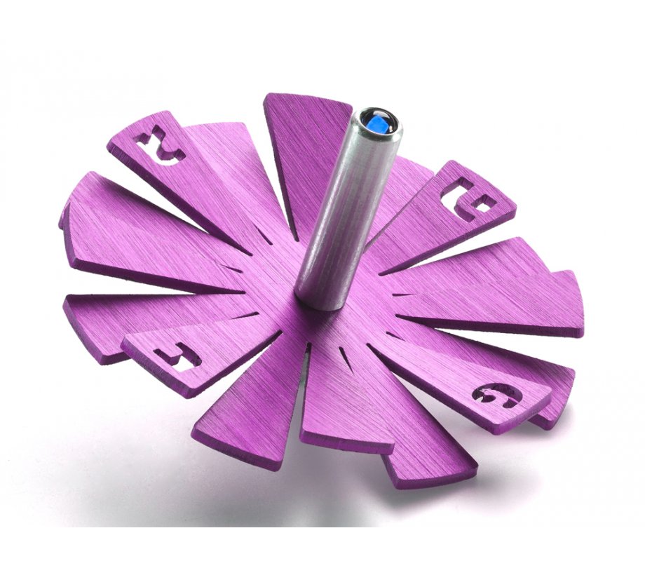 Adi Sidler Brushed Aluminum Chanukah Dreidel, Flying Petals Design - Purple