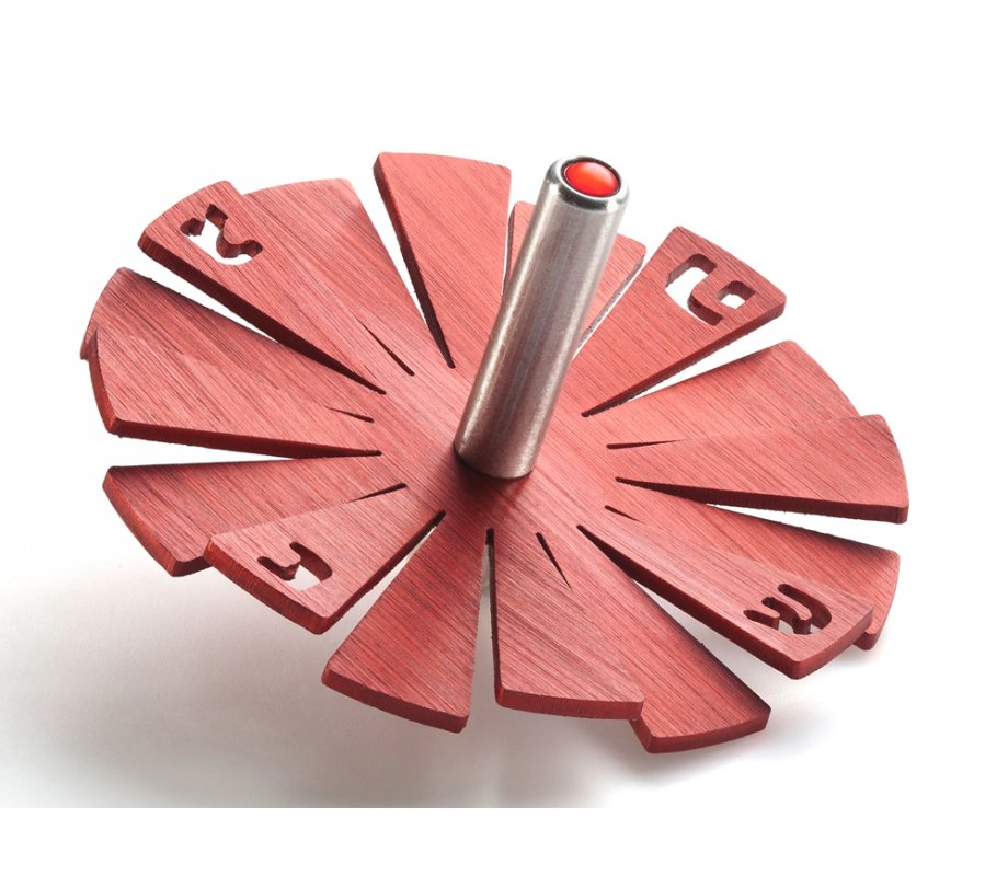 Adi Sidler Brushed Aluminum Chanukah Dreidel, Flying Petals Design - Red