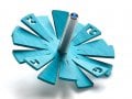 Adi Sidler Brushed Aluminum Chanukah Dreidel, Flying Petals Design - Turquoise