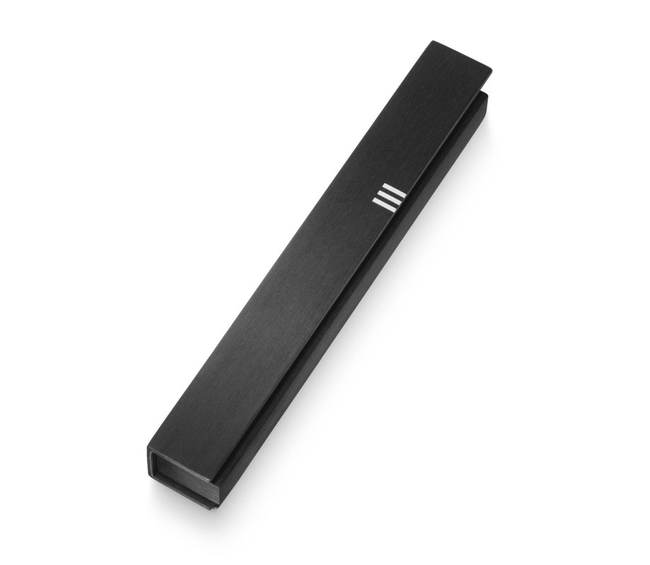 Adi Sidler Brushed Aluminum Mezuzah Case Envelope Style with Shin - Black
