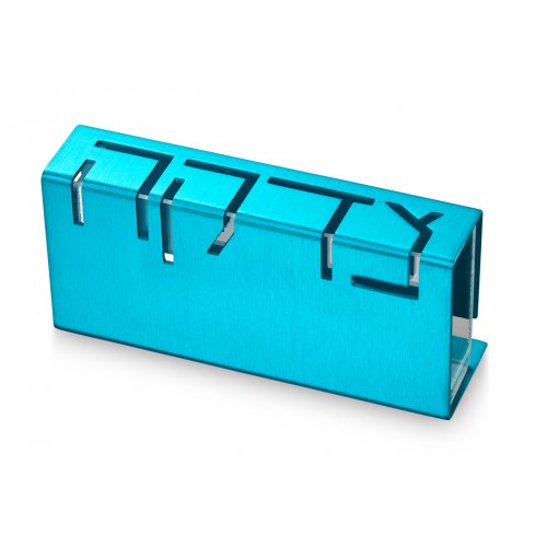 Adi Sidler Contemporary Anodized Aluminum Charity Tzedakah Box - Turquoise