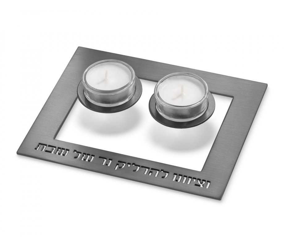 Adi Sidler Contemporary Shabbat Candlesticks Floating in Air - Gray