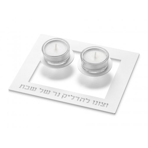 Adi Sidler Contemporary Shabbat Candlesticks, Floating in Air  White