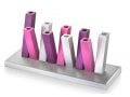 Adi Sidler Kinetic Hanukkah Menorah Aluminum - Purple Pink and Silver Rods