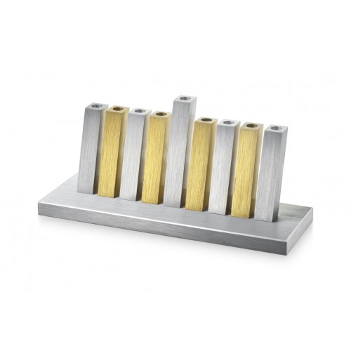Adi Sidler Kinetic Hanukkah Menorah Anodized Aluminum - Gold & Silver Rods