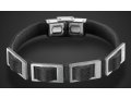 Adi Sidler Man's Black Leather Bracelet with Stainless Steel Open Buckle Design
