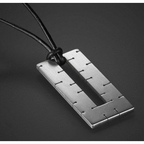 Adi Sidler, Man's Pedant Necklace Geometric Collection – Open Rectangle and Cord
