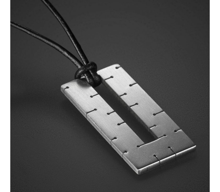 Adi Sidler, Man's Pedant Necklace Geometric Collection  Open Rectangle and Cord