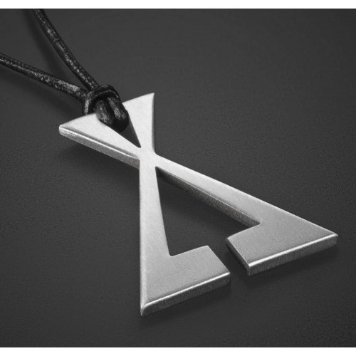 Adi Sidler, Mans Pendant Necklace Geometric Collection  Letter X and Black Cord