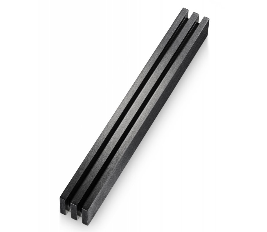 Adi Sidler Mezuzah Case with Vertical Channels Forming a Shin Letter - Black