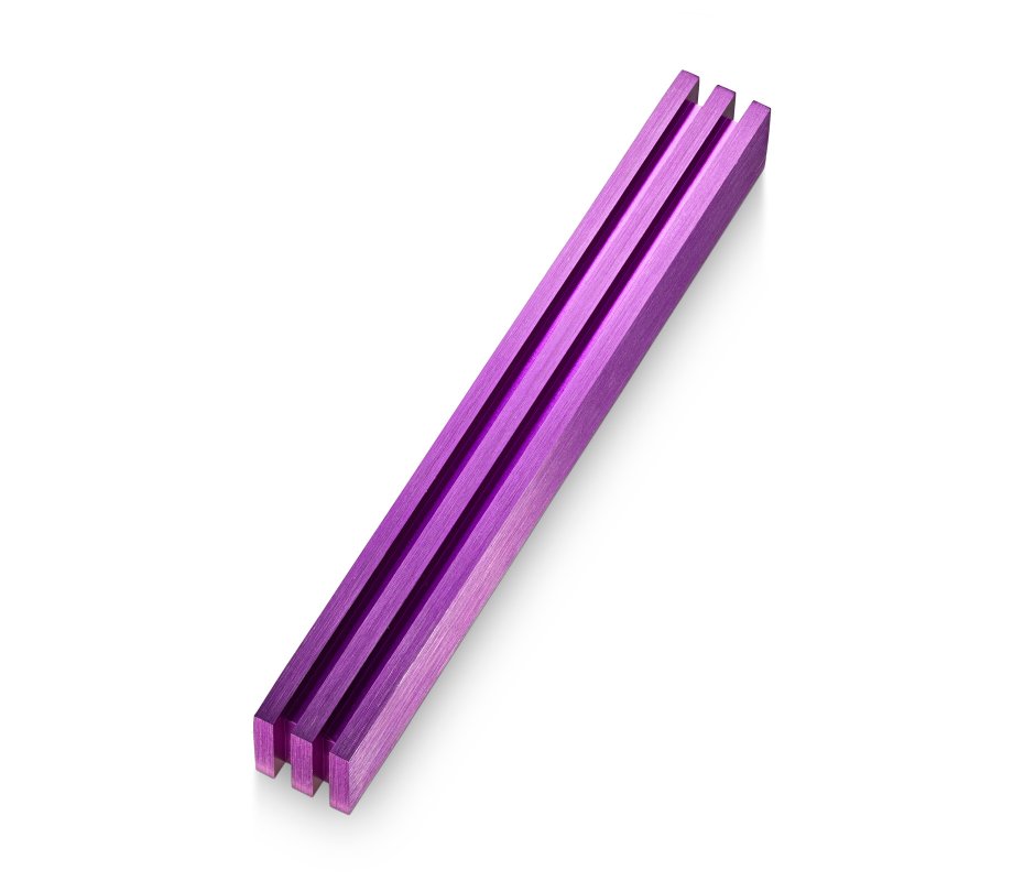Adi Sidler Mezuzah Case with Vertical Channels Forming a Shin Letter – Purple