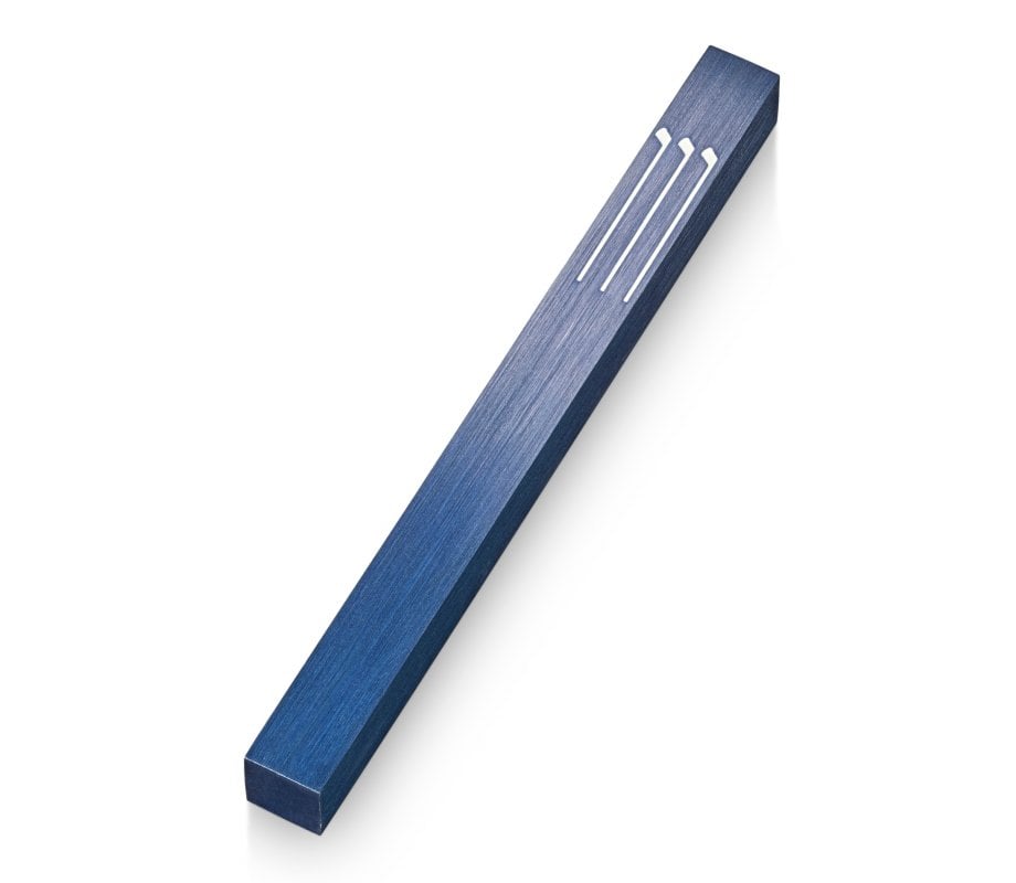 Adi Sidler Musical Notes Stylized Shin Mezuzah Case - Blue