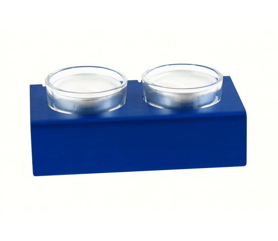 Adi Sidler Shabbat Shalom Candlesticks, Table Design - Blue