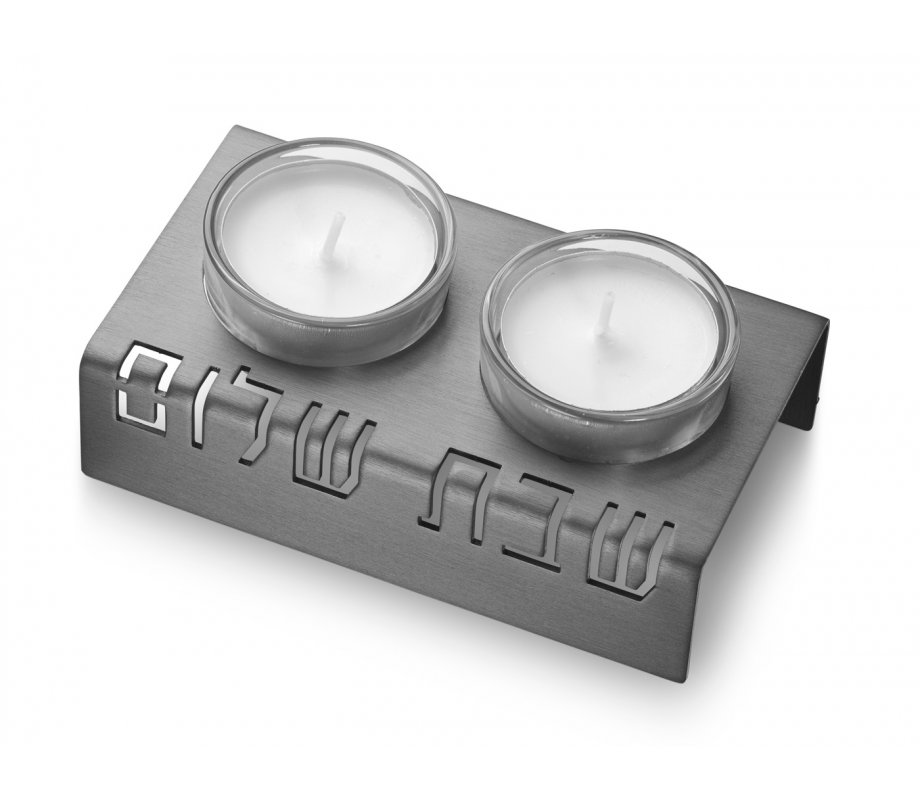 Adi Sidler Shabbat Shalom Candlesticks, Table Design - Gray