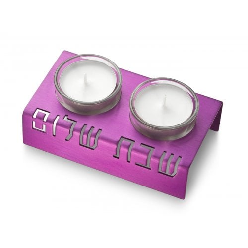 Adi Sidler Shabbat Shalom Candlesticks, Table Design - Purple