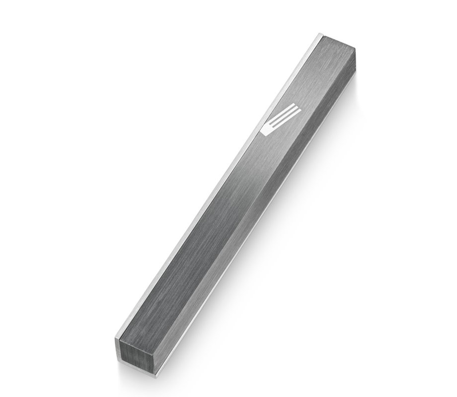 Adi Sidler Slanted Shin Letter on Edge of Mezuzah Case - Dark Gray