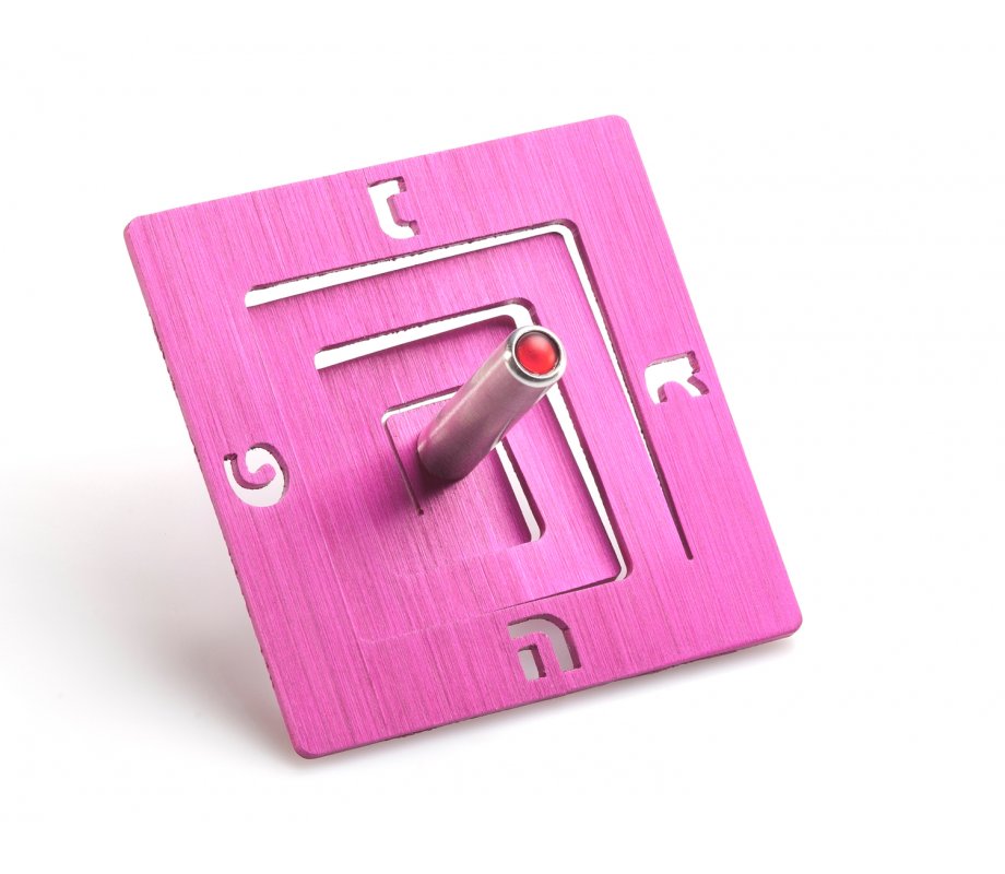 Adi Sidler Square Spiral Chanukah Dreidel Brushed Aluminum - Pink