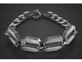 Adi Sidler, Stainless Steel Man's Bracelet  Four Large Hexagonal Open Discs