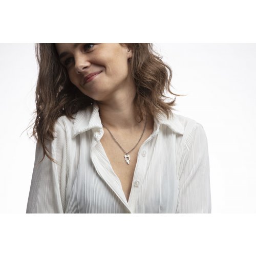 Adi Sidler Stainless Steel Necklace - Vertical Letters for Chai Pendant