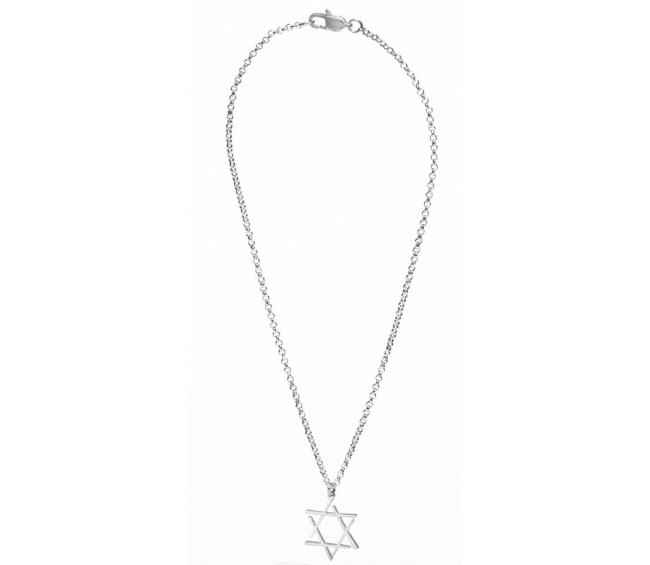 Adi Sidler Stainless Steel Necklace, Star of David with Contemporary Touch