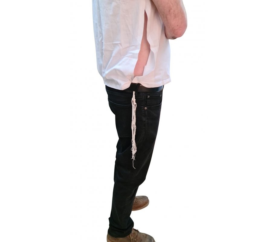 Adult White Sleeveless Undershirt with Tzitzit