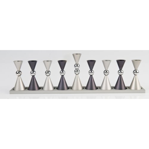 Agayof Anodized Aluminium Hourglass Hanukkah Menorah - Choice of Colors