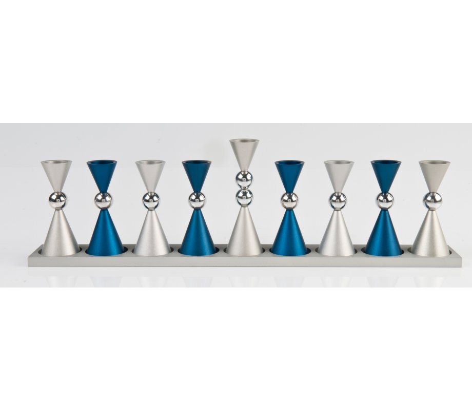 Agayof Anodized Aluminium Hourglass Hanukkah Menorah - Choice of Colors