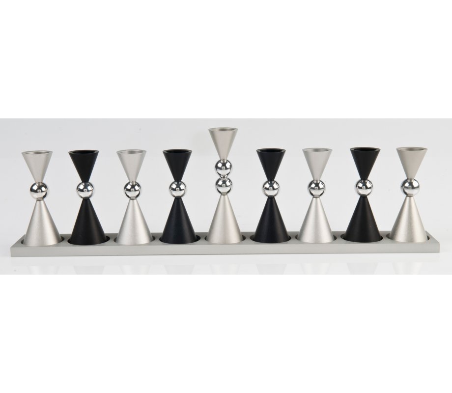 Agayof Anodized Aluminium Hourglass Hanukkah Menorah - Choice of Colors