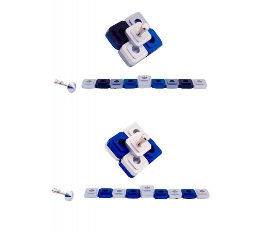 Agayof Compact Two in One Dreidel Menorah - Blue, Silver and Black Colors