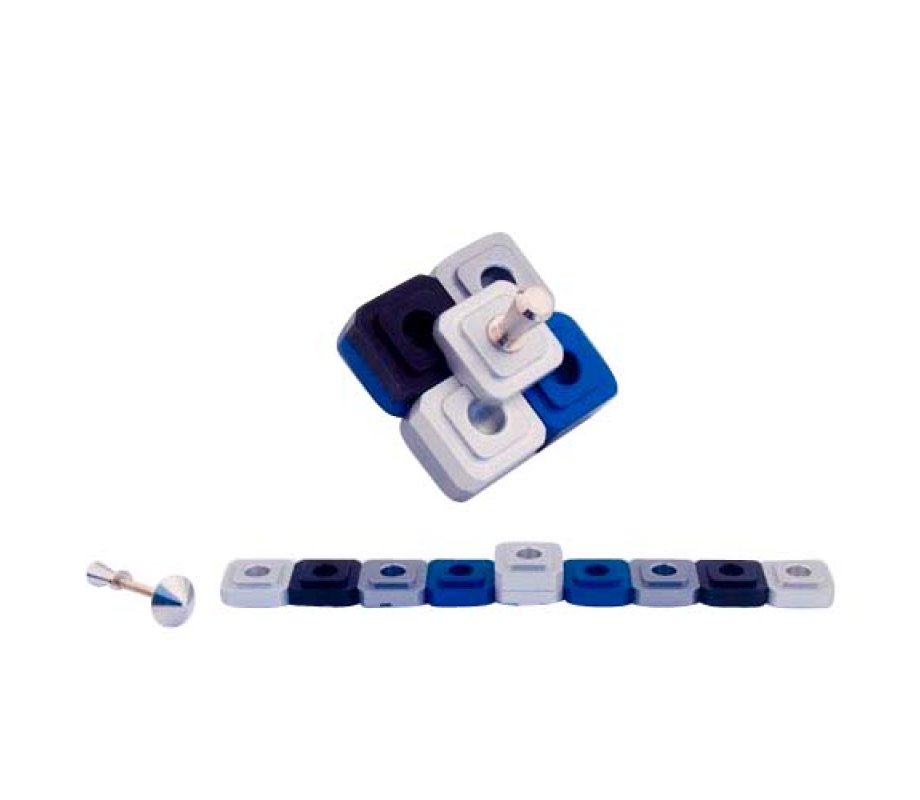 Agayof Compact Two in One Dreidel Menorah - Blue, Silver and Black Colors