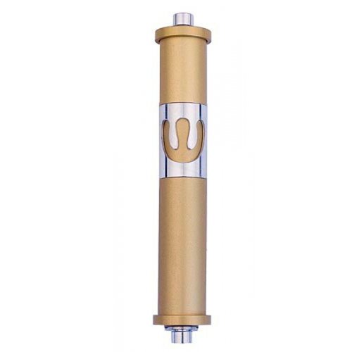 Agayof Cylinder Mezuza Case with Curving Shin, in Light Colors - 6 Inches Height