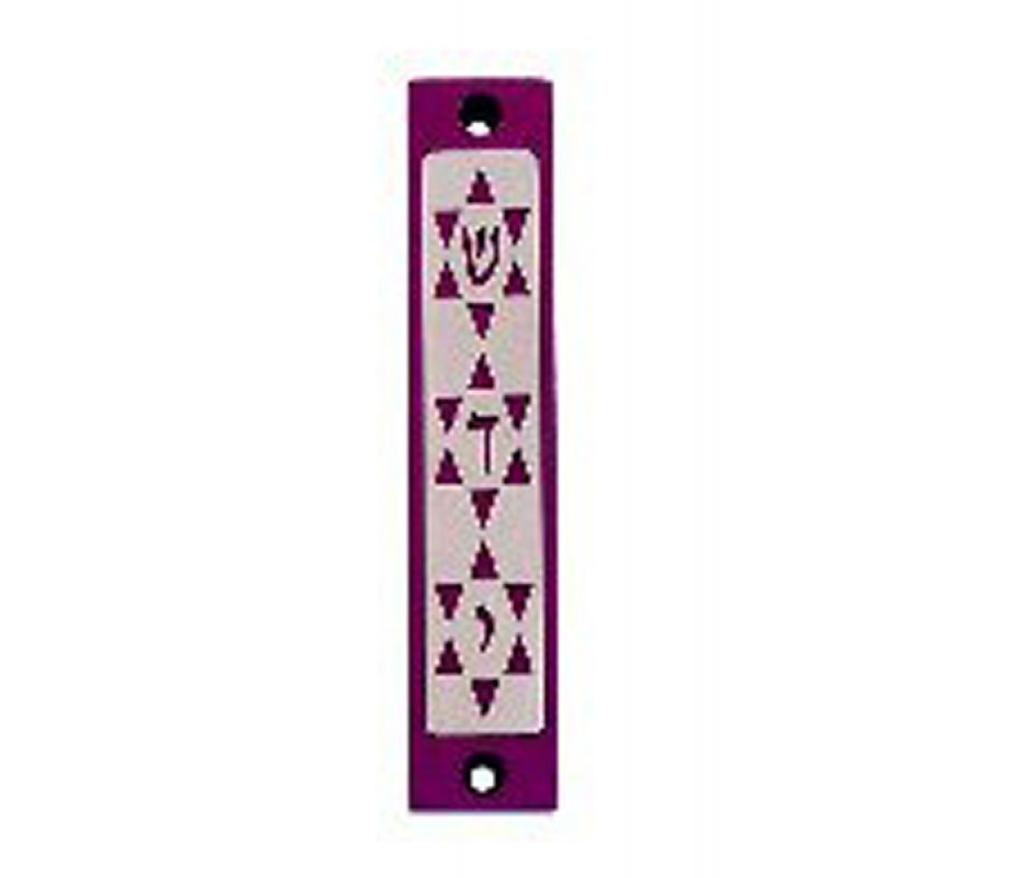Agayof Mezuzah Case, Three Stars of David in Dark Colors – 4 Inches Height