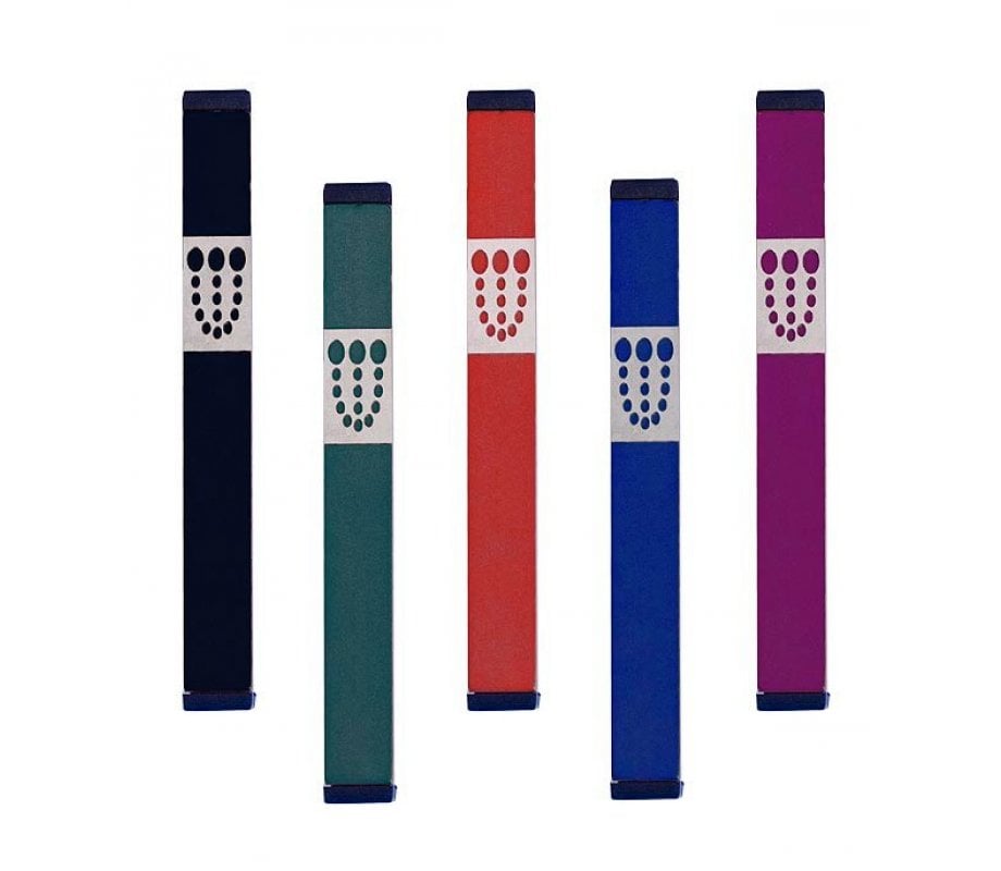 Agayof Mezuzah Case with Bubbly Dots Shin, Dark Colors - 4 Inches Height
