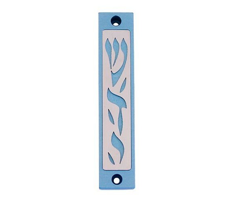 Agayof Mezuzah Case with Letters of Divine Name in Light Colors - 4 Inches Height