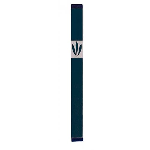 Agayof Mezuzah Case with Shin of Three Leaves, Dark Colors - 5 Inches Height