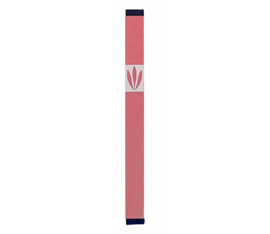 Agayof Mezuzah Case with Shin of Three Leaves, Light Colors - 4 Inches Height