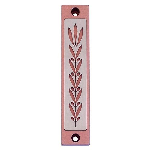 Agayof Mezuzah Case with Wheat Image in Light Colors - 4 Inches