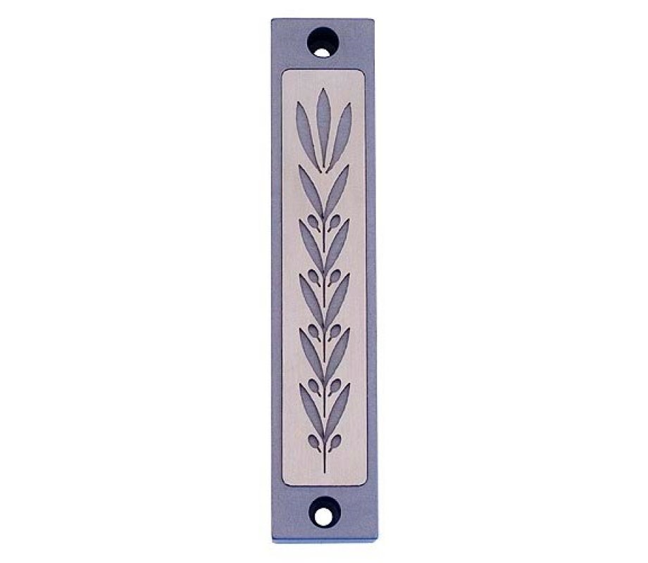 Agayof Mezuzah Case with Wheat Image in Light Colors - 4 Inches