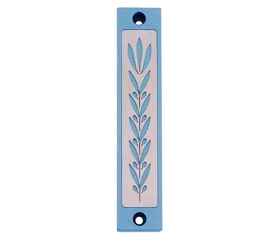 Agayof Mezuzah Case with Wheat Image in Light Colors - 4 Inches