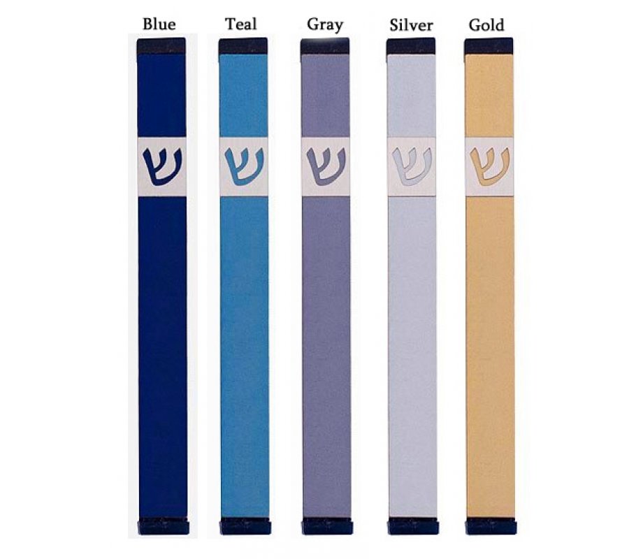 Agayof Pillar Mezuzah Case with Angular Shin in Light Colors - 5 Inches Height