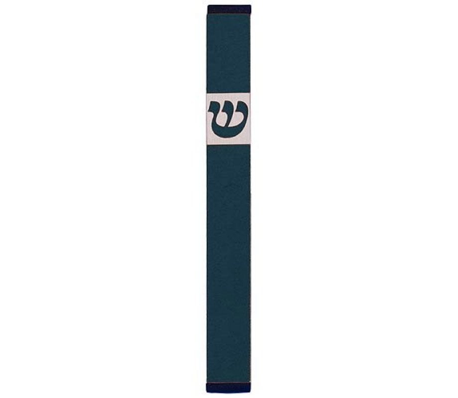 Agayof Pillar Mezuzah Case with Curving Shin, Dark Colors - 5 Inches Height