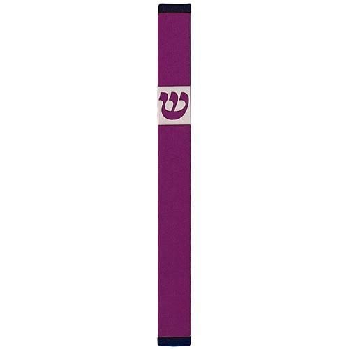 Agayof Pillar Mezuzah Case with Curving Shin, Dark Colors - 6 Inches Height