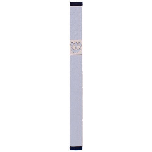 Agayof Pillar Mezuzah Case with Curving Shin, Light Colors  7 Inches Height